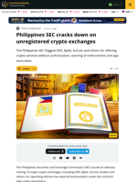 Philippines SEC Flags 10 Crypto Exchanges for Violations