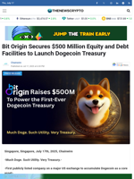 Bit Origin Secures $500 Million Equity and Debt Facilities to Launch Dogecoin Treasury - TheNewsCrypto