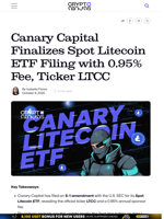 Canary Capital Finalizes Spot Litecoin ETF Filing with 0.95% Fee, Ticker LTCC