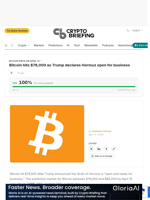 Bitcoin hits $78,000 as Trump declares Hormuz open for business