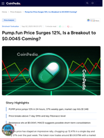 Pump.fun Price Surges 12%, Is a Breakout to $0.0045 Coming?