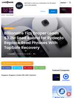 Billionaire Tim Draper Leads $3.2M Seed Round for Ryder to Replace Seed Phrases With TapSafe Recovery | Live Bitcoin News