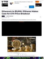 Ethereum to $3,000, 21Shares Makes Case for ETH Price Breakout