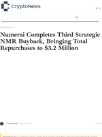 Numerai Completes Third Strategic NMR Buyback, Bringing Total Repurchases to $3.2 Million