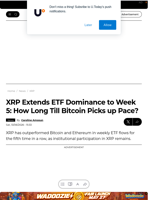 XRP Extends ETF Dominance to Week 5: How Long Till Bitcoin Picks up Pace? - U.Today