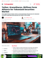 Tether, KraneShares, Bitfinex Form Alliance for Tokenized Securities Market - Coinspeaker