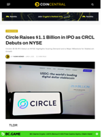 Circle Raises $1.1 Billion in IPO as CRCL Debuts on NYSE