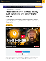 Bitcoin’s bull market is intact, but key levels signal risk,
says Galaxy Digital analyst