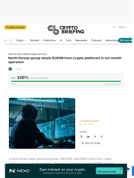 North Korean group steals $285M from crypto platforms in six-month operation