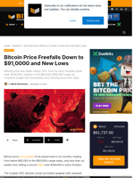 Bitcoin Price Crashes To $91,0000 And New Lows