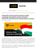 UnionEx Forms Joint Venture with Leading Southeast Asian Fintech Unicorn and Secures Indonesian License
