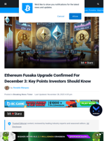 Ethereum Fusaka Upgrade Confirmed For December 3: Key Points Investors Should Know | Bitcoinist.com