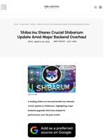 Shiba Inu Shares Crucial Shibarium Update Amid Major Backend Overhaul