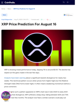 XRP Price Prediction For August 16