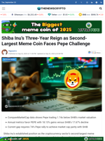 Shiba Inu's Three-Year Reign as Second-Largest Meme Coin Faces Pepe Challenge