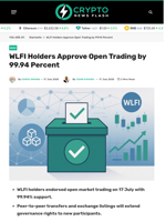 WLFI Holders Approve Open Trading by 99.94 Percent