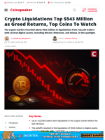 Crypto Liquidations Hit $543M as Greed Returns — Coins to Watch