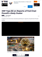 XRP Tops $3 on Reports of Fed Chair Powell's Likely Ouster