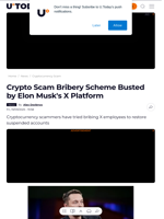 Crypto Scam Bribery Scheme Busted by Elon Musk's X Platform - U.Today