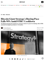 Bitcoin Giant Strategy's Buying Pace Falls 91% Amid STRC Cooldown - Decrypt