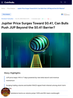 Jupiter Price Surges Toward $0.41, Can Bulls Push JUP Beyond the $0.41 Barrier?
