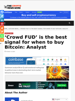 ‘Crowd FUD’ is the best signal for when to buy Bitcoin: Analyst - The Crypto News Wire