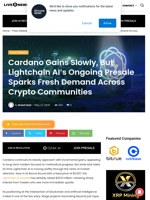 Cardano Gains Slowly, But Lightchain AI’s Ongoing Presale Sparks Fresh Demand Across Crypto Communities | Live Bitcoin News