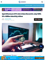 Spot Ethereum ETFs Set A New Record In July With $5.4 Billion Monthly Inflow