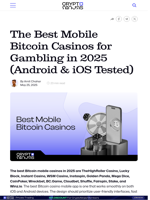 The Best Mobile Bitcoin Casinos for Gambling in 2025 (Android & iOS Tested)