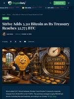 Strive Adds 3,311 Bitcoin, Taking Treasury to 32,773 BTC
