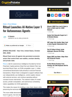 Ritual Launches AI-Native Layer 1 for Autonomous Agents