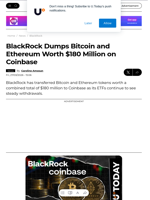 BlackRock Dumps Bitcoin and Ethereum Worth $180 Million on Coinbase - U.Today