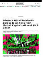 Ethena’s USDe Stablecoin Surges to All-Time High Market Capitalization of $9.3 Billion - 