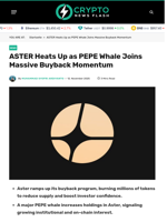ASTER Heats Up as PEPE Whale Joins Massive Buyback Momentum - Crypto News Flash