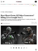 Best Short-Form AI Video Generator? Kling 2.1 vs Google Veo 3 - Decrypt
