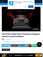 Over $7M In Crypto Scams Thwarted As Singapore Launches Second Crackdown