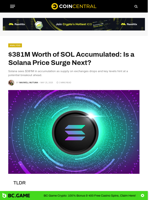 $381M Worth of SOL Accumulated: Is a Solana Price Surge Next? - CoinCentral