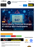 World Liberty Financial Airdrops 47 USD1 to WLFI Participants | Live Bitcoin News