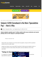 Solana's $200 Comeback Is No Mere 'Speculative Pop' - Here's Why