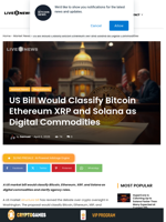US Bill to Classify BTC, ETH, XRP & SOL as Commodities