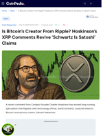 Is Bitcoin’s Creator From Ripple? Hoskinson’s XRP Comments Revive ‘Schwartz Is Satoshi’ Claims