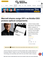 Marvell shares surge 29% as Nvidia CEO praises optical components