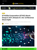 ETHZilla Corporation (ETHZ) Stock: Drops 5.45% Ahead of 1-for-10 Reverse Stock Split