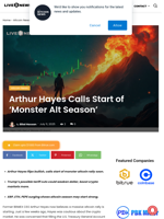 Arthur Hayes Calls Start of ‘Monster Alt Season’ | Live Bitcoin News