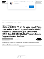 Midnight (NIGHT) on Its Way to All-Time Low: What's Next? Hyperliquid's (HYPE) Historical Breakthrough, Ethereum (ETH) Can Hit $3,000, But There's Catch: Crypto Market Review - U.Today