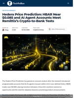 Hedera Price Prediction: HBAR Near $0.085 and AI Agent Accounts Meet Remittix's Crypto-to-Bank Tests - TechBullion