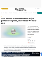 Sam Altman's World releases major protocol upgrade, introduces World ID app