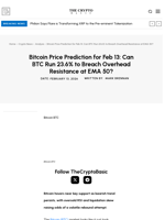 Bitcoin Price Prediction for Feb 13: Can BTC Run 23.6% to Breach Overhead Resistance at EMA 50?