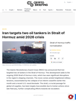 Iran targets two oil tankers in Strait of Hormuz amid 2026 crisis