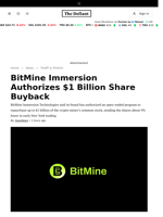 BitMine Immersion Authorizes $1 Billion Share Buyback - 